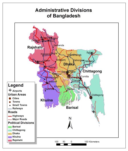 Map Of Bangladesh District Wise. Source: Map by Horizon Mapping