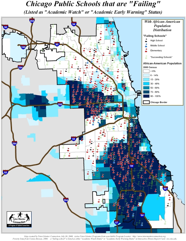 Failing Schools and African-American Distribution map