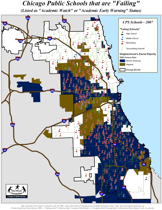 Failing Schools and Racial Majority Distribution Map