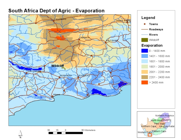 regional evaporation map