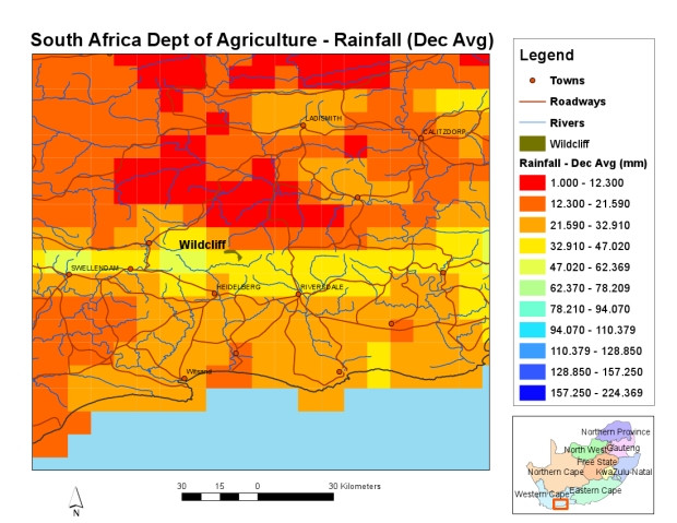 average rain for december map