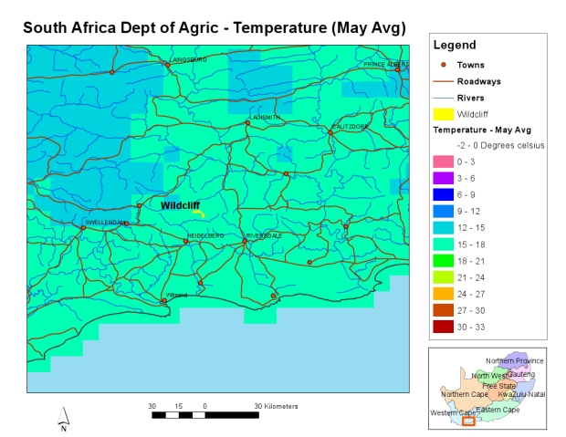 average temperature for may map